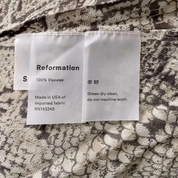 REFORMATION | Taupe Python Animal Print Crepe Wrap High Slit Midi Dress Size S - Picture 7 of 7